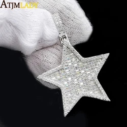 Iced Out Hip Hop Star Pendant Necklace for Men Women Bling 5A Cubic Zirconia Cz Paved Fashion Jewelry