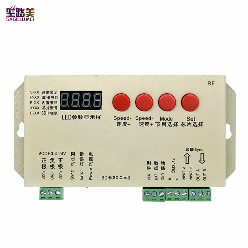 DC5V-24V 12V K1000S (T1000S aggiornato) SPI Pixel RGB Controller scheda SD per IC DMX512 WS2812 WS2811 APA102 WS2815 striscia LED luce