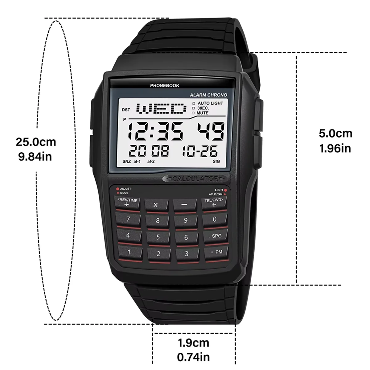 ABJZ LED Electronic Watch Digital Sports Multifunction Calculator Watch Watch Computer Style
