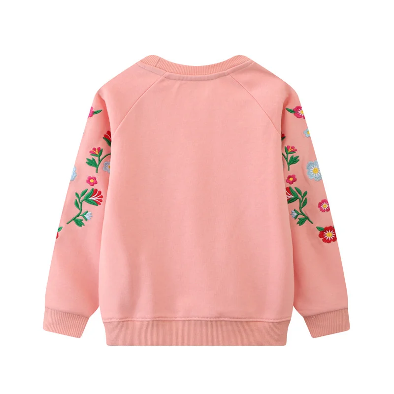 Jumping metros 2-7t 2024 nova primavera outono criança crianças meninas moletons flores bordados camisas de moda infantil topos