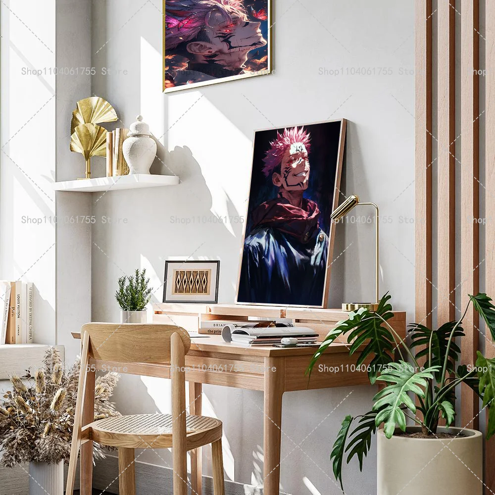 1PC Anime Jujutsu Kaisen Role Sukuna Poster Self-adhesive Art Waterproof Paper Sticker Coffee House Bar Room Wall Decor