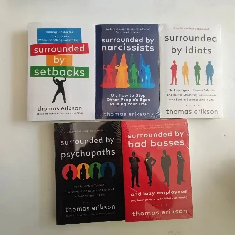 5 Books/Set By Thomas Erikson Surrounded By Idiots,by Psychopaths,by Setbacks,by Bad Bosses,by Narcissists Book in English