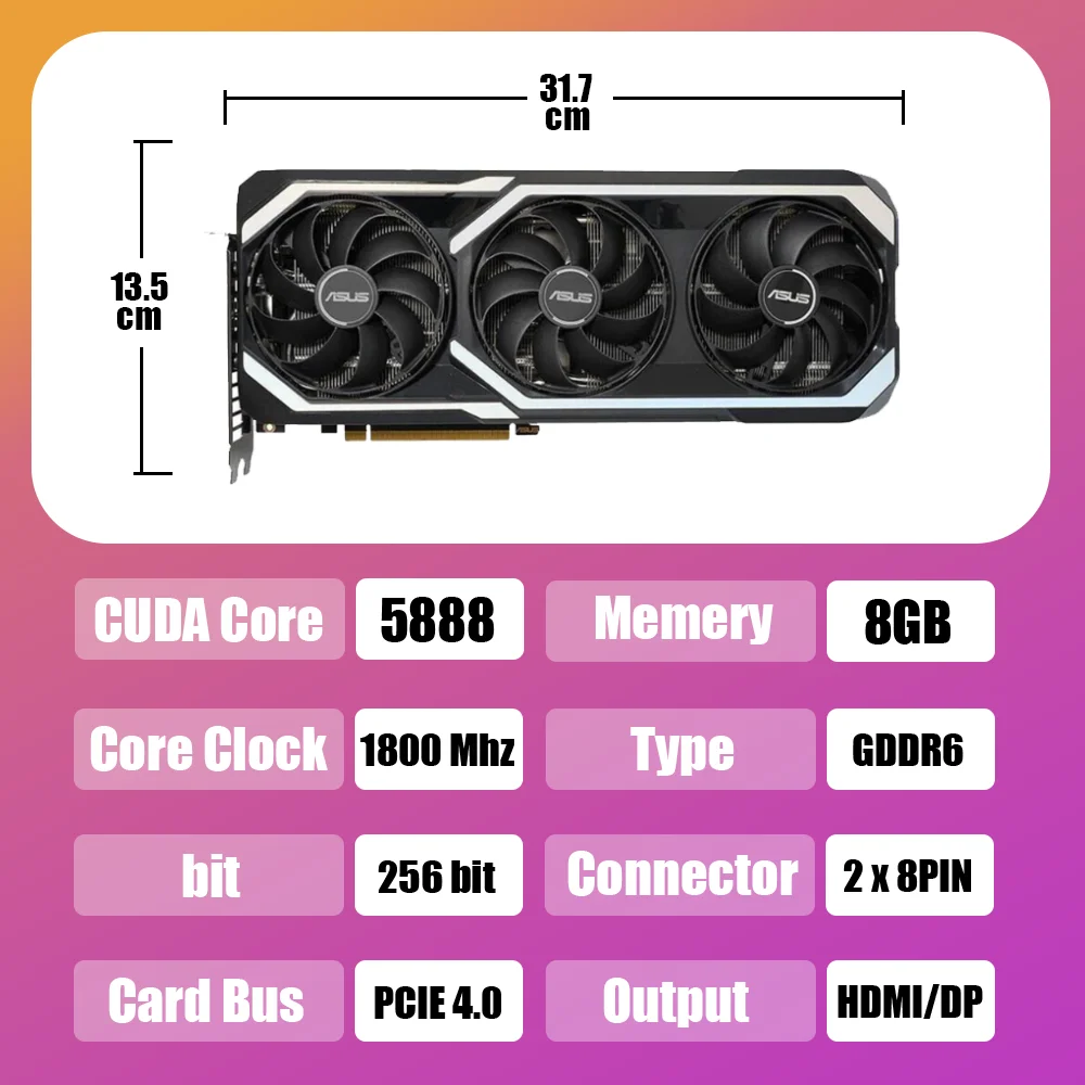 Новые игровые видеокарты ASUS ATS RTX 3070 O8G GDDR6 8 ГБ, графические карты GPU NVIDIA RTX 3070 PCIE4.0 256bit Материнская плата AMD Intel с поддержкой HDMI DP для настольных ПК Gamer