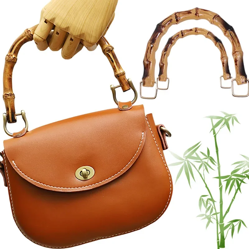 U Shape Bamboo Bag Wood Handles Handcrafted Handmade Vintage Handbag Replacement DIY Accessories for Bags Bag Purse Handles