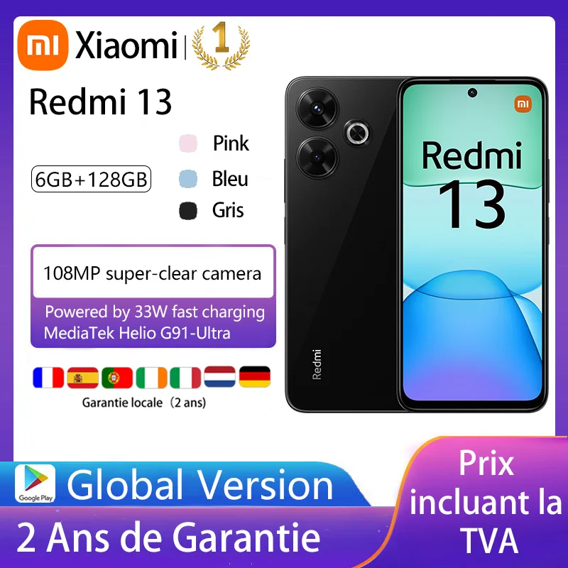 Xiaomi Redmi 13 smart phones MediaTek Helio G91-Ultra 108MP 5030mAh camera 33W fast charging 90Hz screen Global version