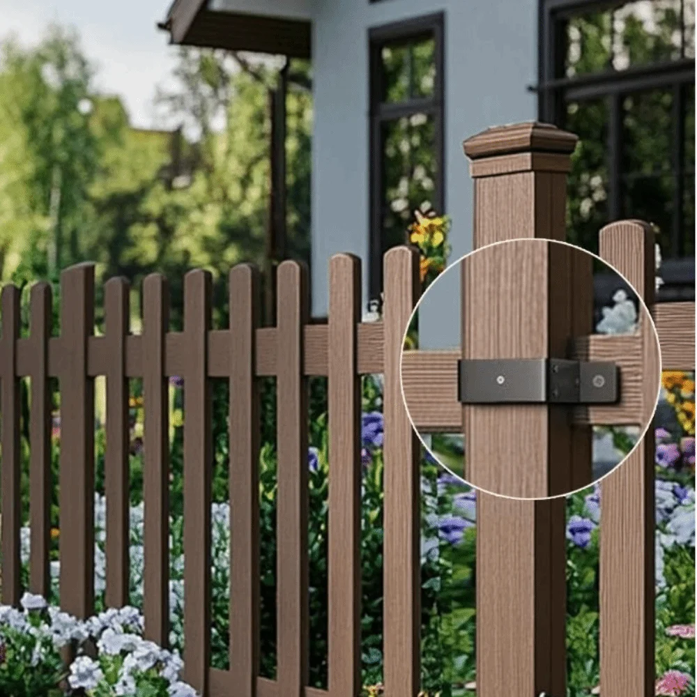 4pcs Heavy Duty Strap Post Ties Black U-Shaped Design Fence Post Brackets Sturdy Construction Easy Installation
