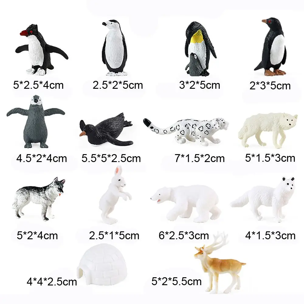 Regalo Micro paisaje ciencia educativo figuras de pingüino en miniatura Reno Lobo Oso Polar zorro conejo modelo Animal Ártico