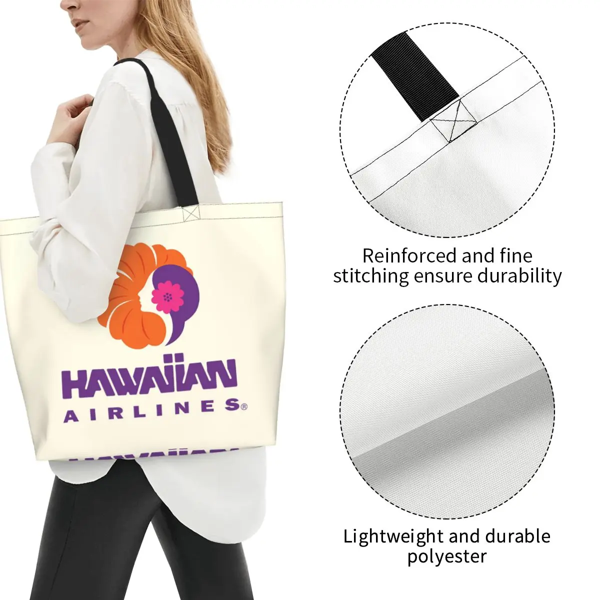 Hawaiian Airlines Herc Travel End Of Southern Summer Sale Shopping Tote Bag Canvas Shoulder Bags Shopper Grocery Handbag
