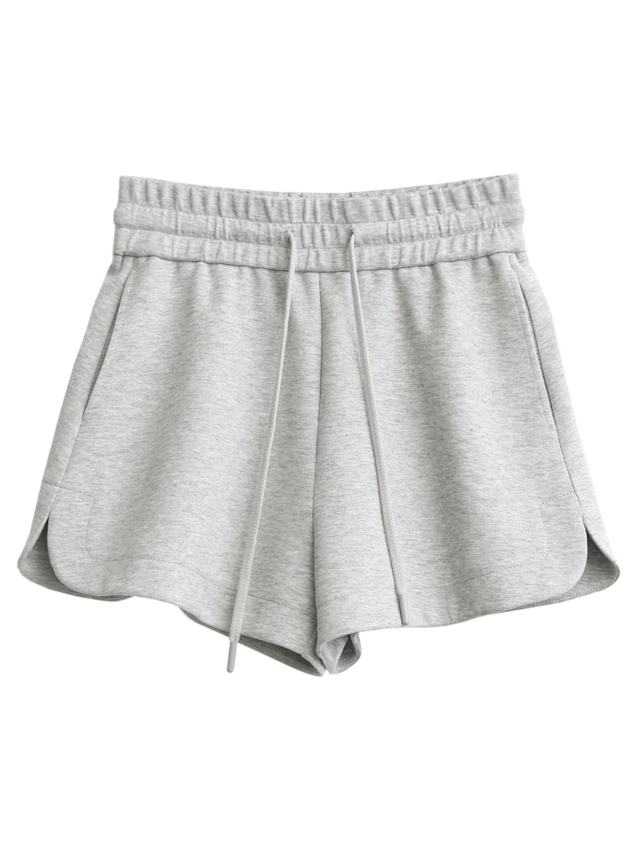 CHIC VEN-pantalones cortos deportivos para mujer, Shorts deportivos informales lisos con correa de cintura elástica, corte en A, para primavera y verano, 2025