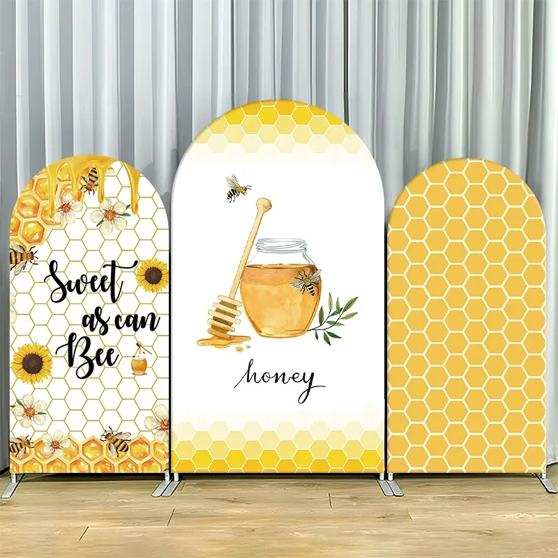 

Arch Backdrop Cover Single Side Honey 3D Bee Sunflower Sweet as Can Be Jar Party Decoration Photo Booth Background Event Props