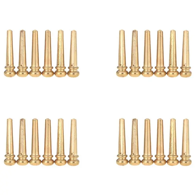 NALFI-24 Pieces Brass Folk Acoustic Guitar Bridge Pin Peg Nail Metal