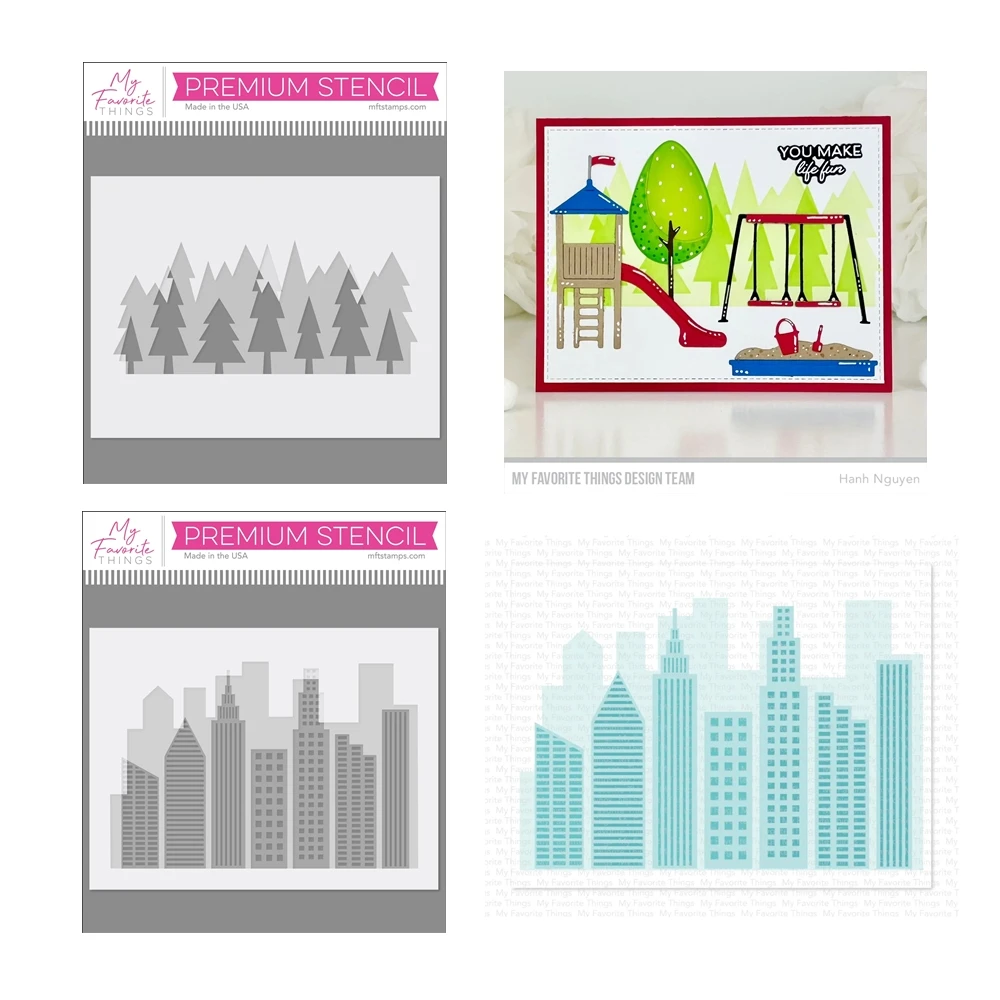 Walk in the Park Water Features Swings Cutting Dies Clear Stamps Stencils June 2024 Scrapbooking For Paper Making Frame Card