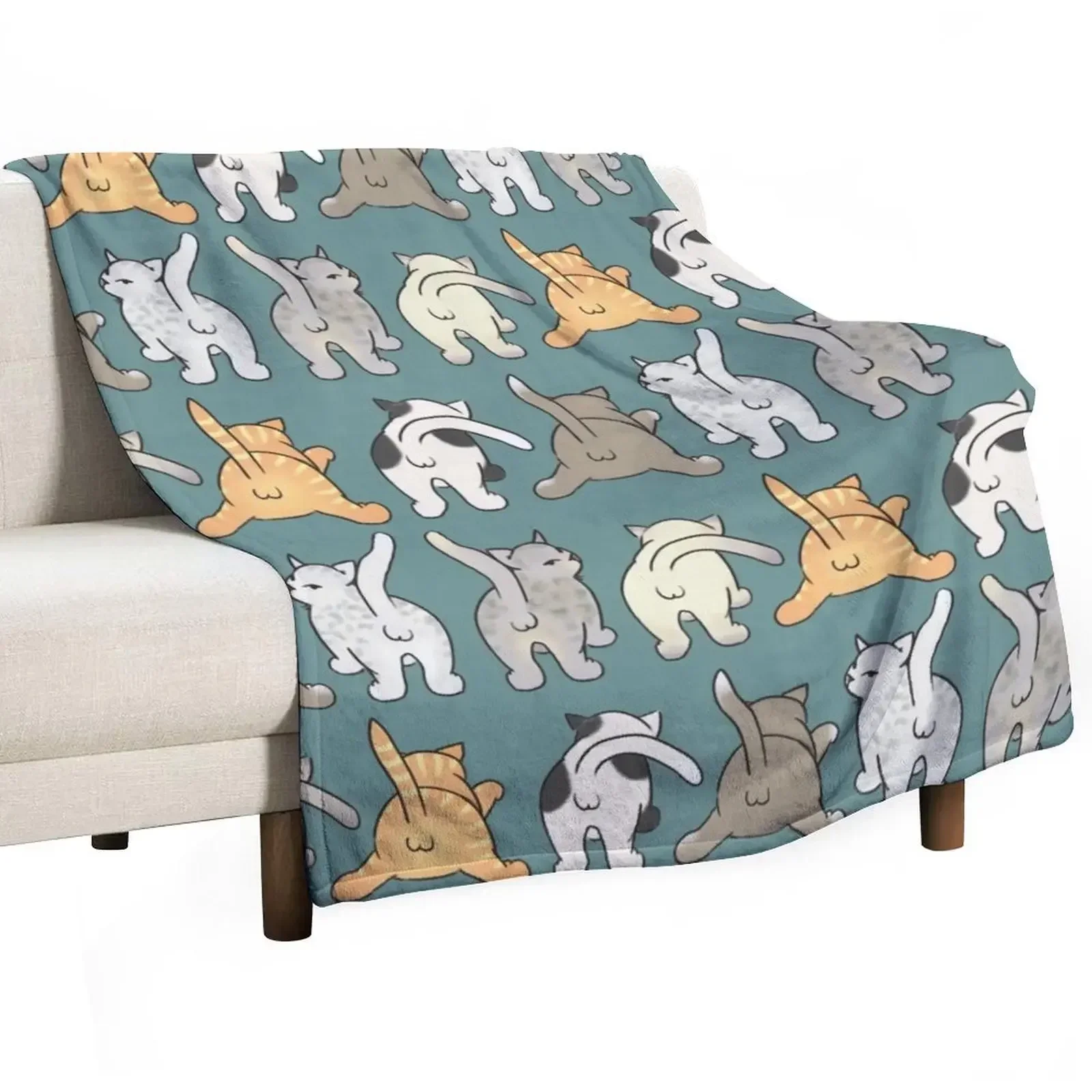 

Funny Cat Butts with Balls Colored Pattern II Throw Blanket Weighted Flannel Fabric Blankets