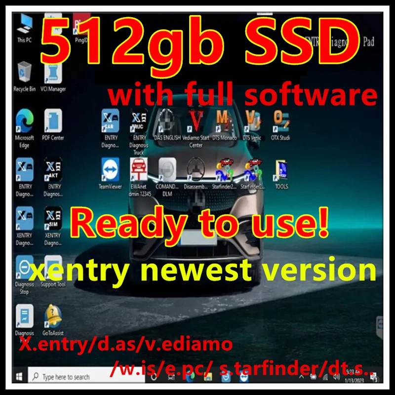 New Xentry 2023.09 Full Diagnostic Software Vedia.m DT.S WI.S EP.C Installed Well in 512gb SSD for MB Star C4 C5 C6 openport 2.0