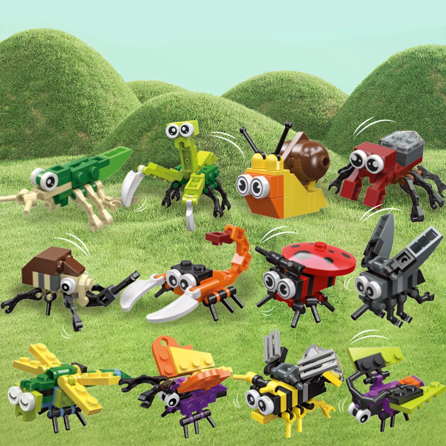 Insect Novelty Small Particle Building Blocks Assembly Early Education Puzzle Children's Toys DIY Animal Models