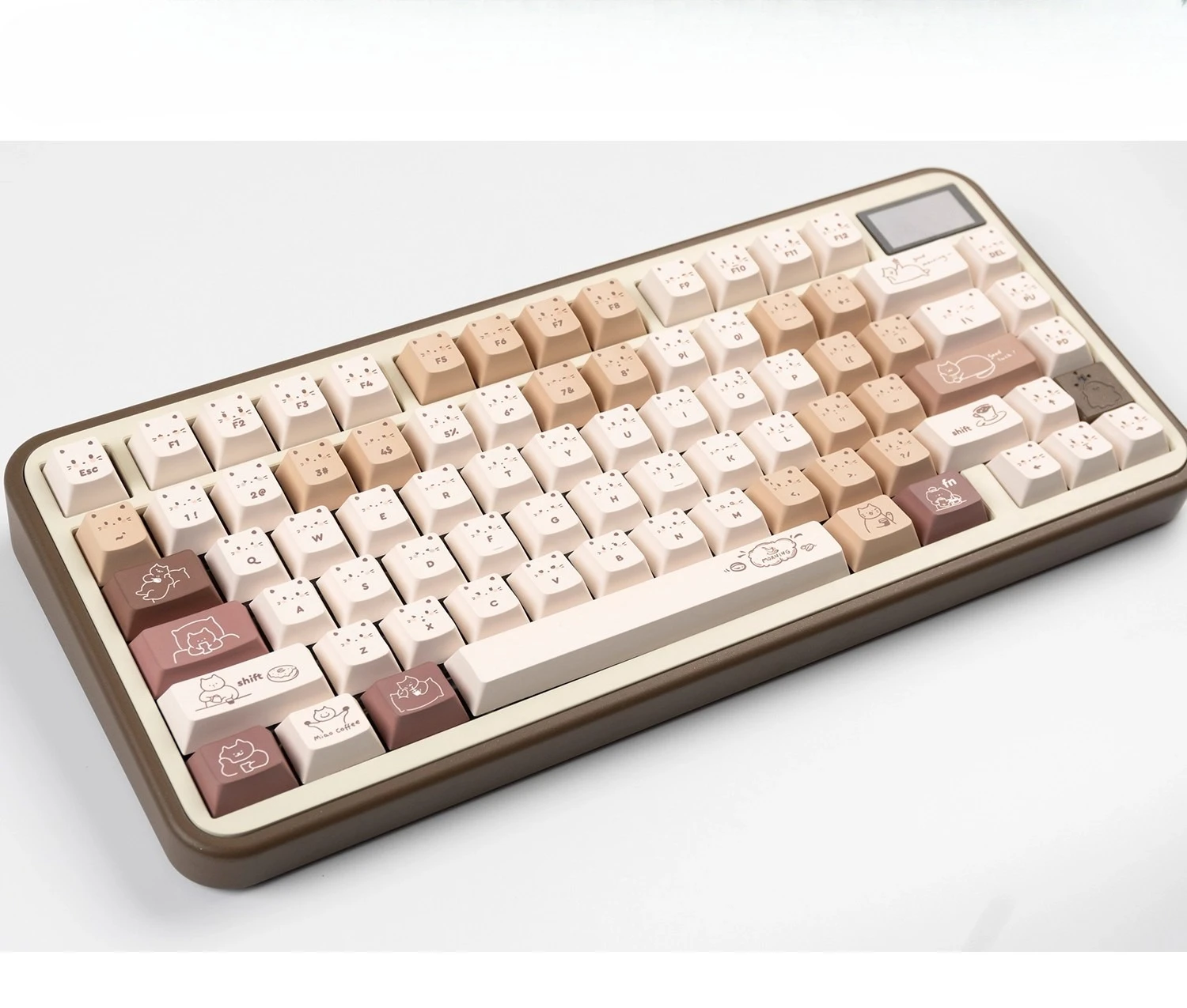 Leuke koffie kat thema Keycaps PBT + PC Keycap Cherry profiel aangepaste spel transparante KeyCap voor mechanisch toetsenbord accessoire cadeau