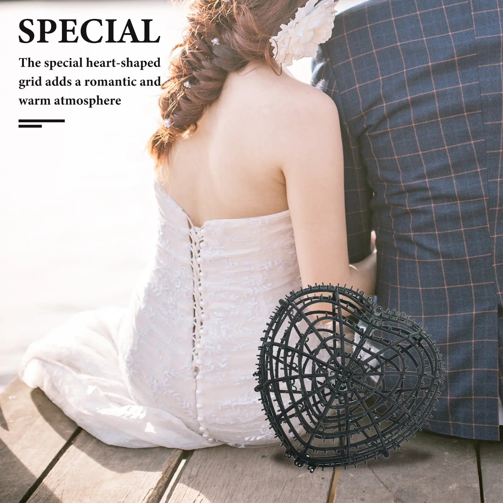 

2Pcs Plastic Flower Holder Heart Shaped Topiary Sphere Forms DIY Artificial Plant Frame for Patio Wedding Decorations