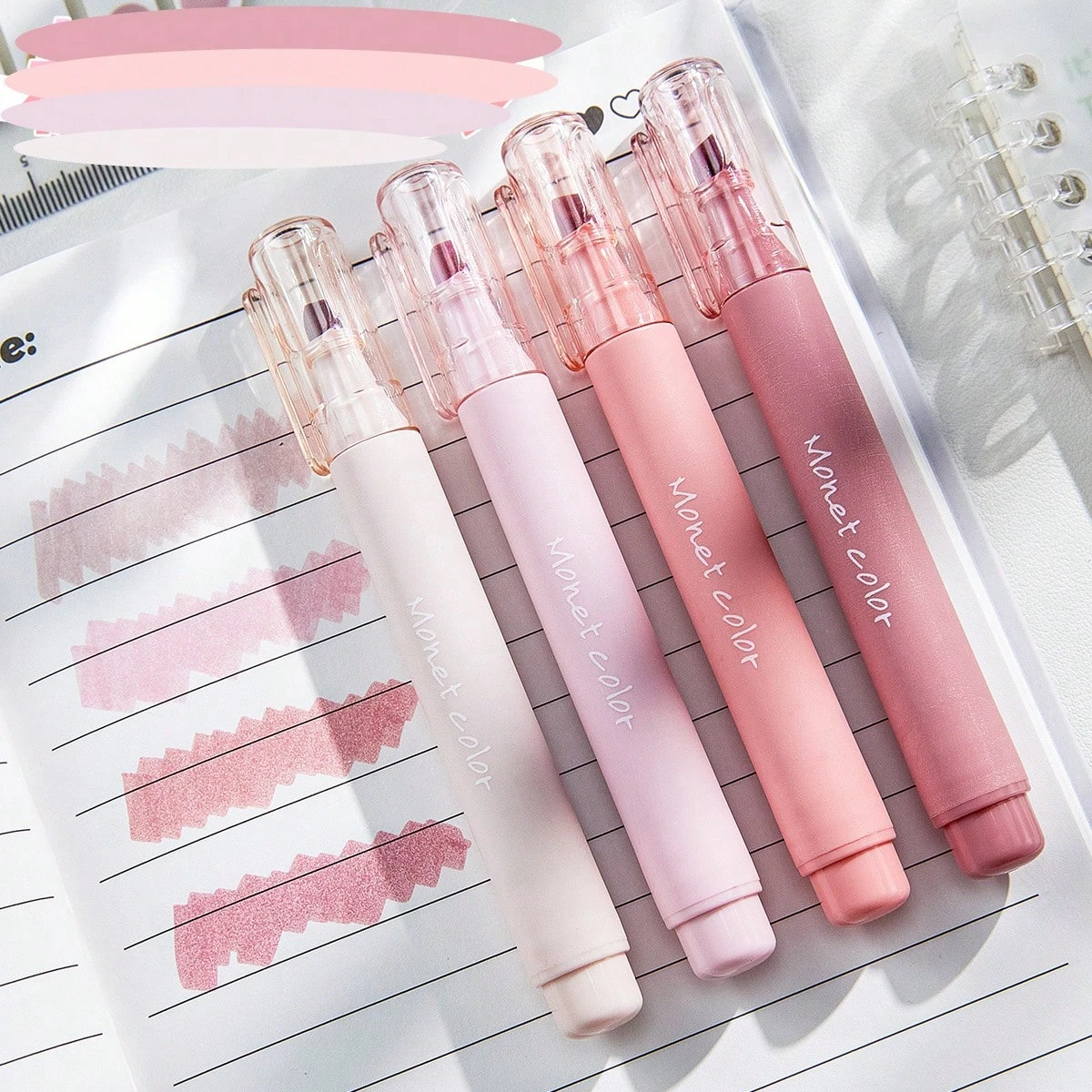 4pcs Pastel Highlighters Set, Large Capacity No Bleed Soft Color Markers for Journaling, Note Taking, School Office Supplies