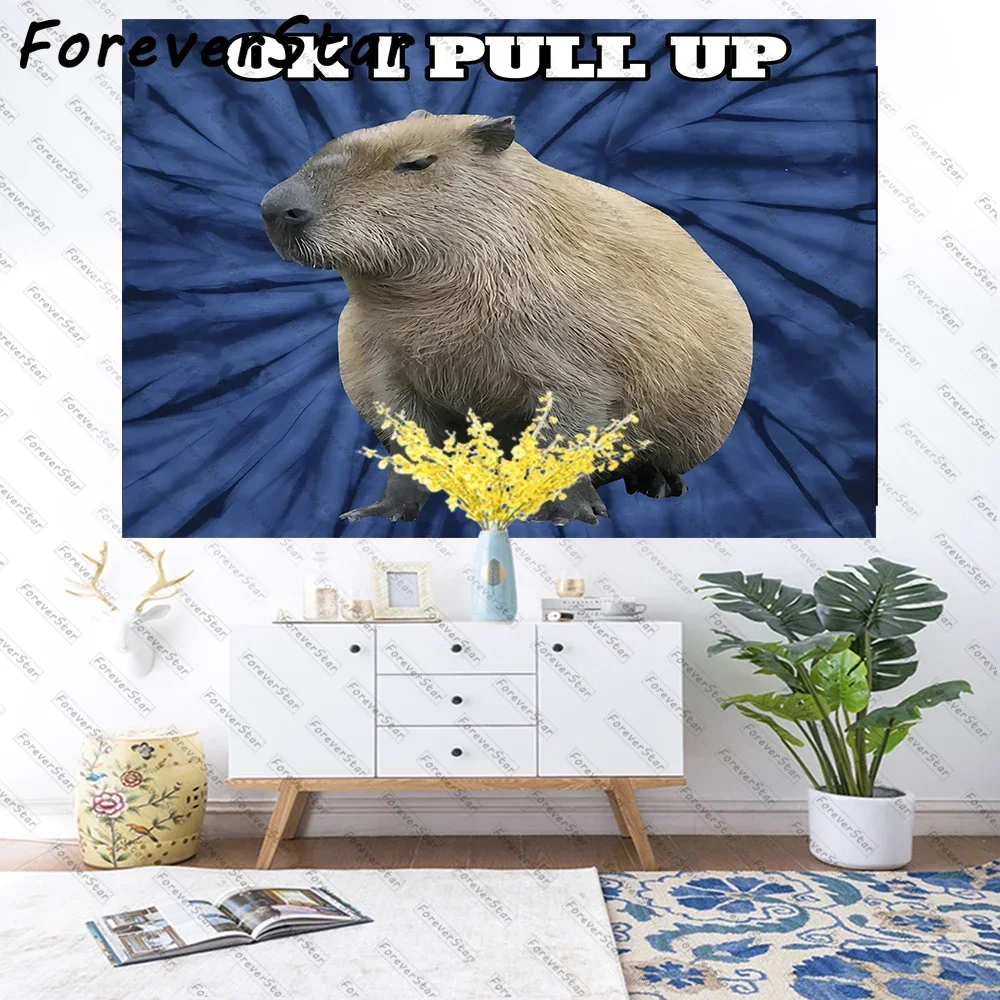 

Capybara Tapestry Ok I Pull Up Wall Hanging Funny Meme College Room Hostel Dorm Party Decor Tapestries Sofa Blanket