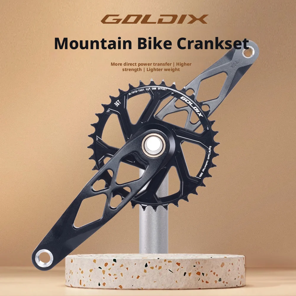 GOLDIX MTB Crankset 160/170/175mm Mountain Bike Crank Narrow Wide Chainring 32/34/36/38T 7/12S Bicycle Crankset Sprocket For