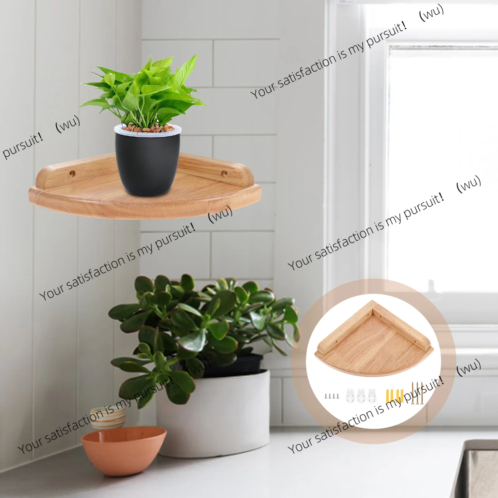 Corner Wall Shelf Wood Floating Shelves Wall Mounted Hanging Rustic Organizer Displays Storage Rack 18cm