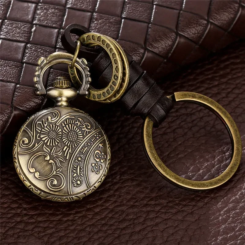 Steampunk 3D Double Eagle Full Hunter Clock Retro Small Size Quartz Pocket Watch for Men Women Pendant Fob Key Ring Timepiece