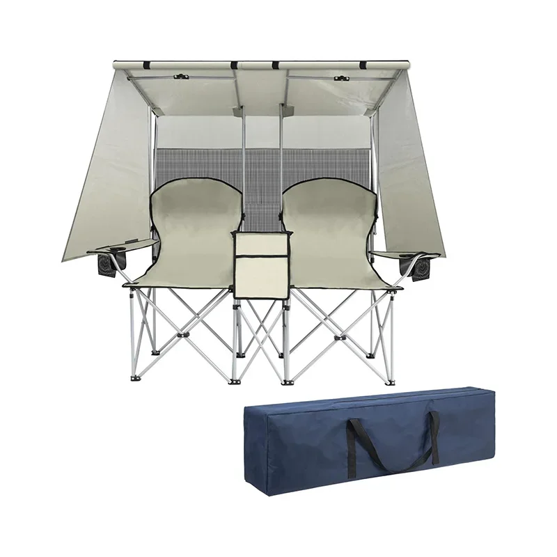 

Portable Chair Beach Lawn Outdoor Activities Folding Double Seat Ceiling Double Camping Chair