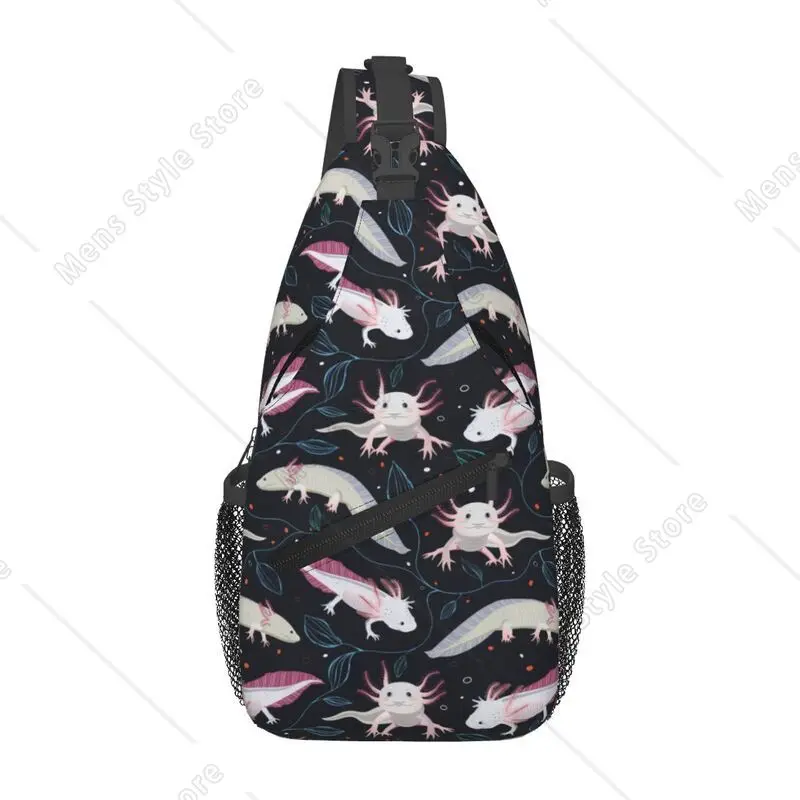 Custom Cute Axolotl Sling Crossbody Chest Bag Men Cool Shoulder Backpack for Hiking