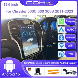 13.6 Inch For Chrysler 300C 300 300S 2011-2023 Android 15 8-Core 8G+128G Car Multimedia Player Stereo Receiver Radio GPS 4G WIFI