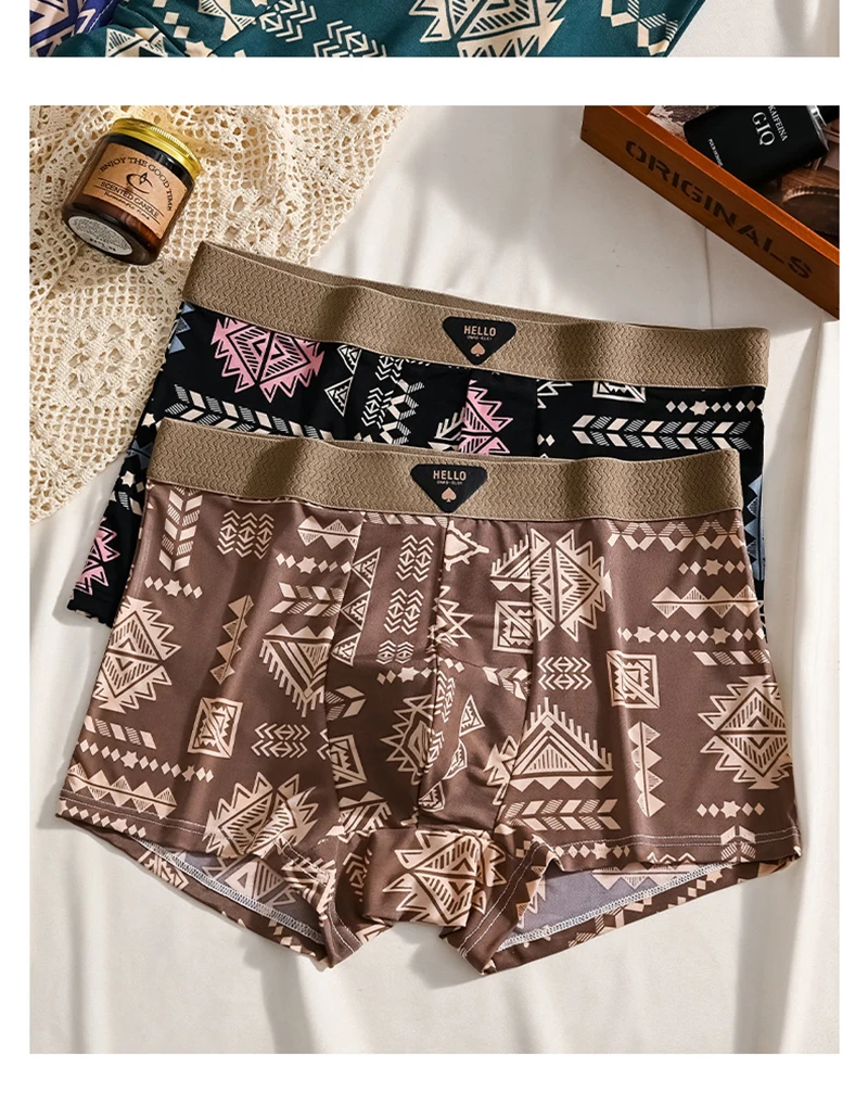 1 stücke männer Unterwäsche Eis Seide Boxer Shorts Plus Größe 6XL Unterhosen Atmungsaktiv Sexy Dünne Höschen Drucken Dessous Großhandel 5803 – Detail 12
