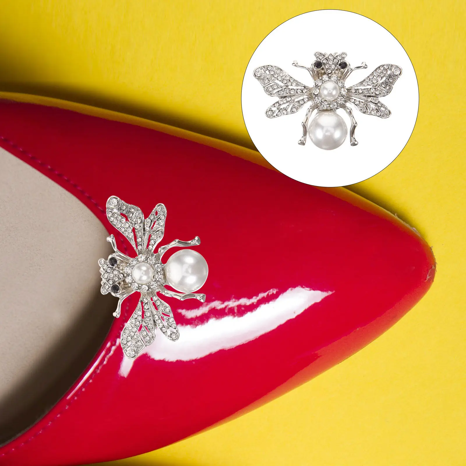 

1 пара съемных клипс для обуви в форме пчелы со стразами, украшения для свадебных туфель, вечерних и официальных нарядов, аксессуар для обуви