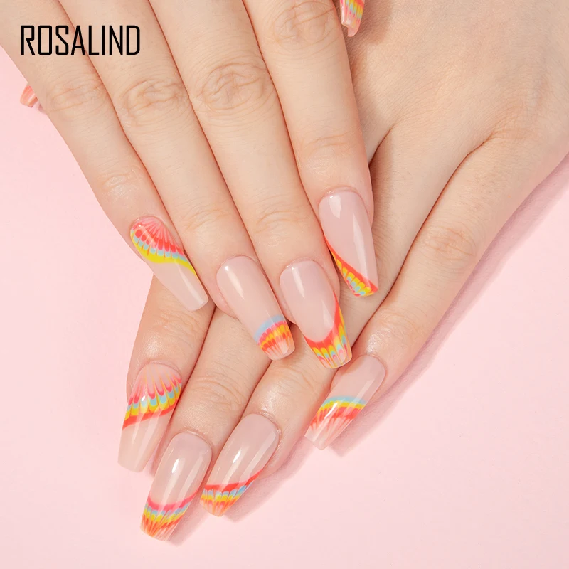 ROSALIND 7ml Gel Nail Polish Glass Bottle Matt Top Base Soak Off UV LED Nail Lacquer Rainbow Color Gel Varnish Semi Permanent