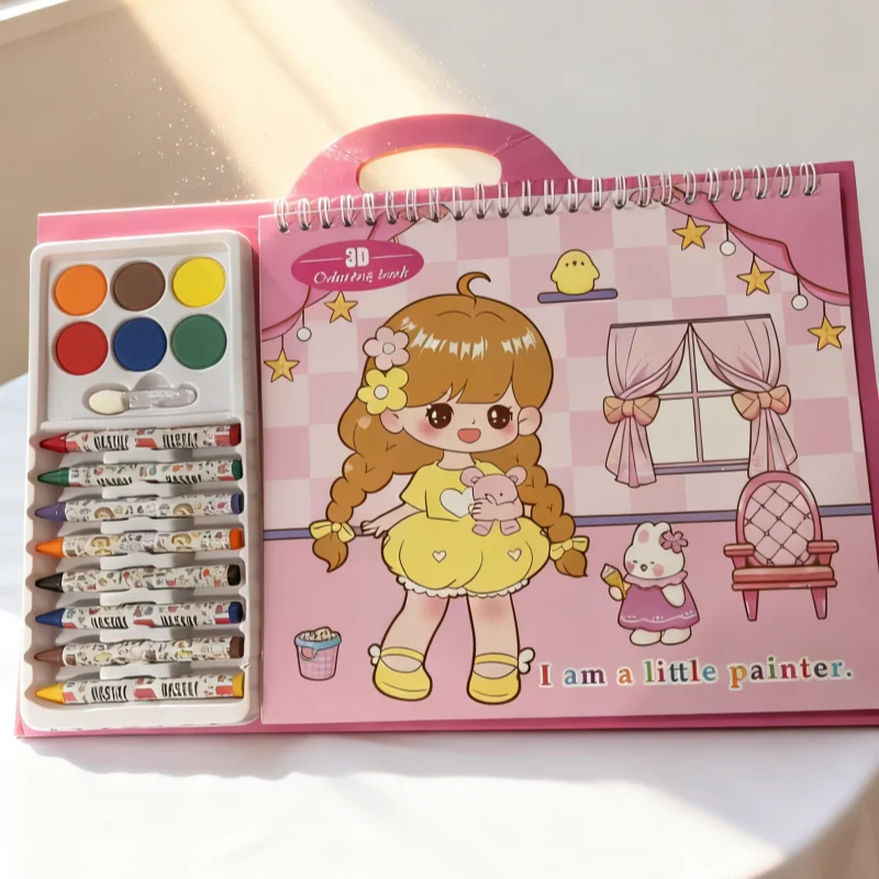 كراسة الرسم الكرتونية السحرية للأطفال أدوات مكتبية ثلاثية الأبعاد رسم يدويًا كتاب رسم جميل كرتوني لعبة تفاعلية بين الوالدين والطفل هدية"