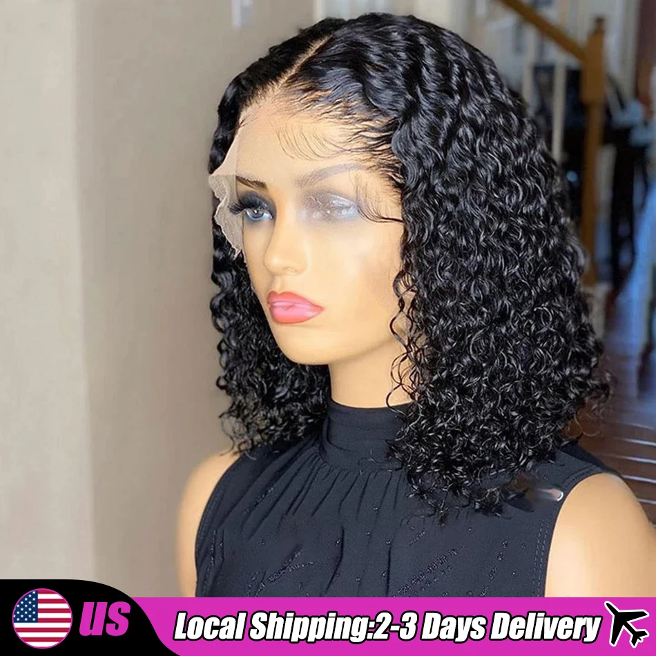 Curly Human Hair Lace Front Wigs 13x4 13x6 Lace Frontal Wigs Brazilian Deep Wave Short Bob 5x5 Closure Wig 250% Preplucked