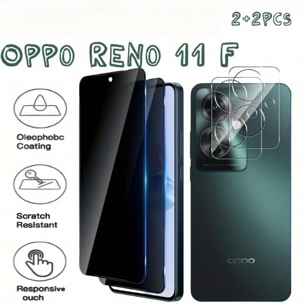 4pcs for OPPO Reno 11F 5G 14F 13F 12F 11 14 13 12 Pro FE  F Tempered Glass 2+2 Privacy Screen Protectors and Camera Protectors
