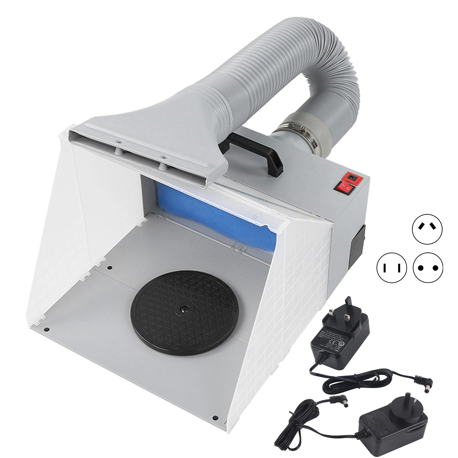 

Airbrush Spray Booth Airbrush Spray Booth with Turn Table Foldable Exhaust Filter Extractor Set for Model Crafts Painting