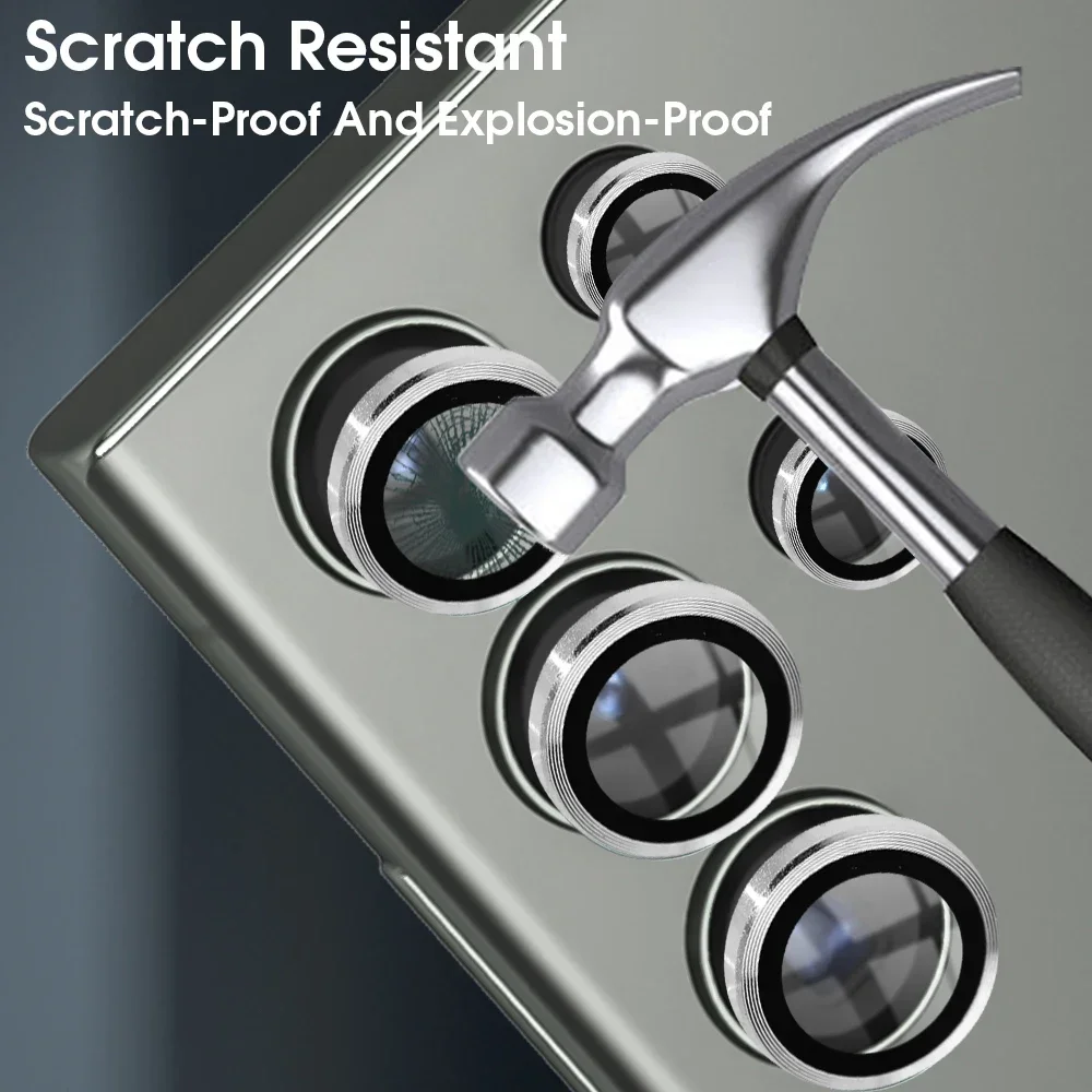 Metal Lens Ring Glass For Samsung Galaxy S24 Ultra Plus S24+ S24U Camera Protection Lens Cover Tempered Glass Phone Accessories