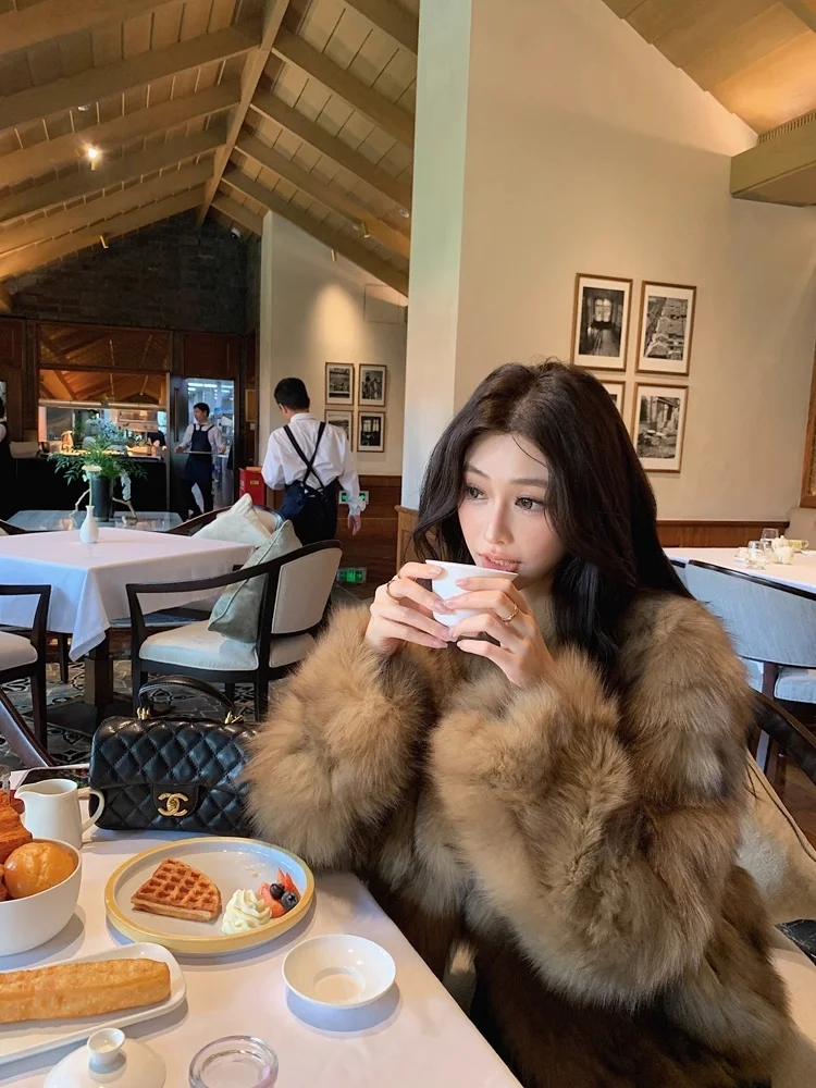 صديقة للبيئة الفراء Jaet المرأة ort Sle مريحة الدفء V-Ne طويلة Sve الوقوف صالح الخريف الشتاء وصول جديد #5