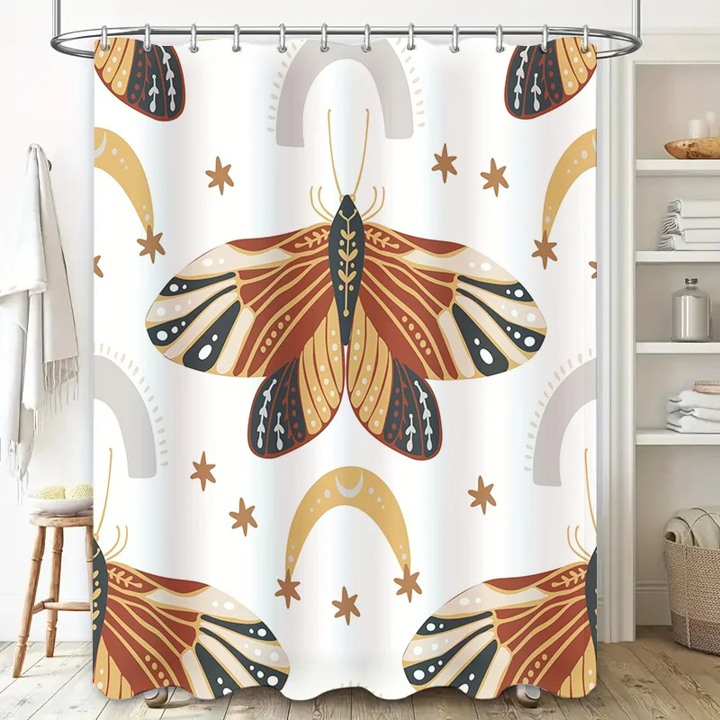 Decorative Shower Curtain with Butterfly Pattern Bathroom Home Decor Privacy Protection Available in Various Sizes for Kitchen o