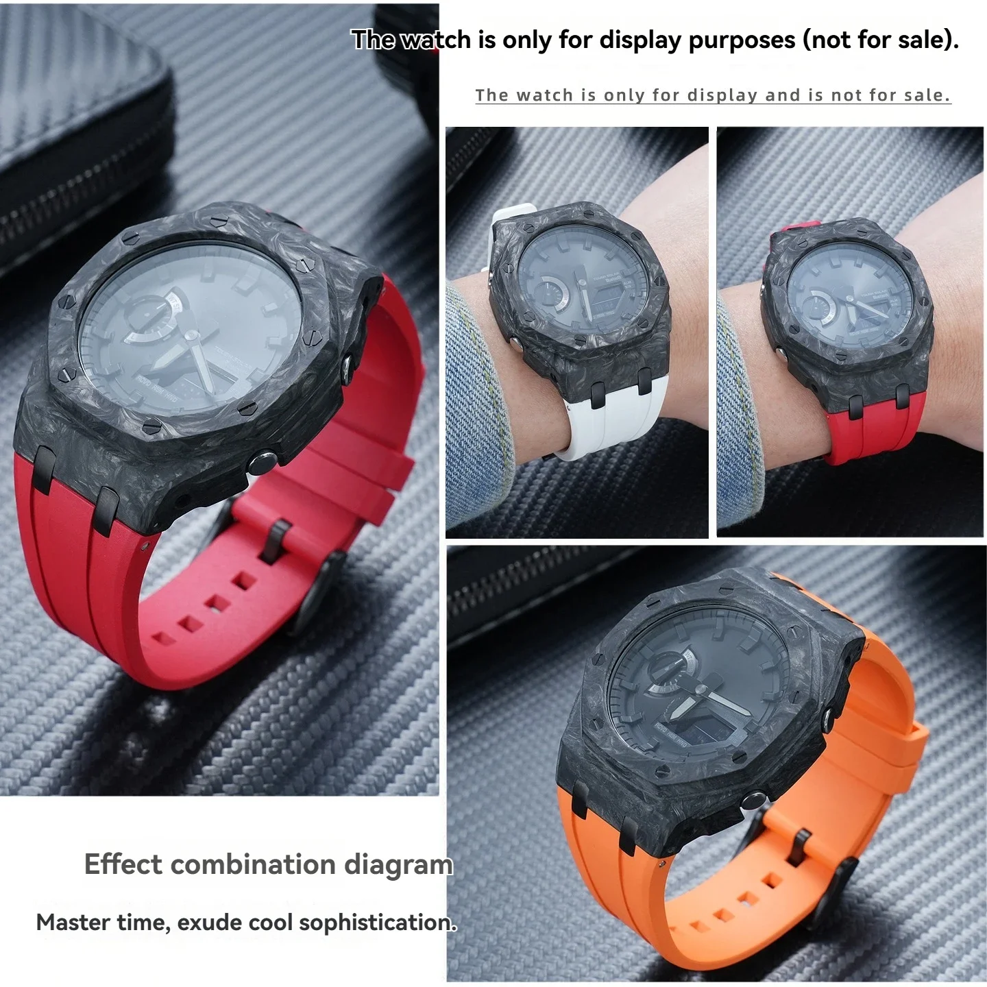 GA2100 Carbon fiber case mod kit For G-SHOCK Casio Oak GA-2100 2110 Fluorine rubber strap&case Watch Accessories