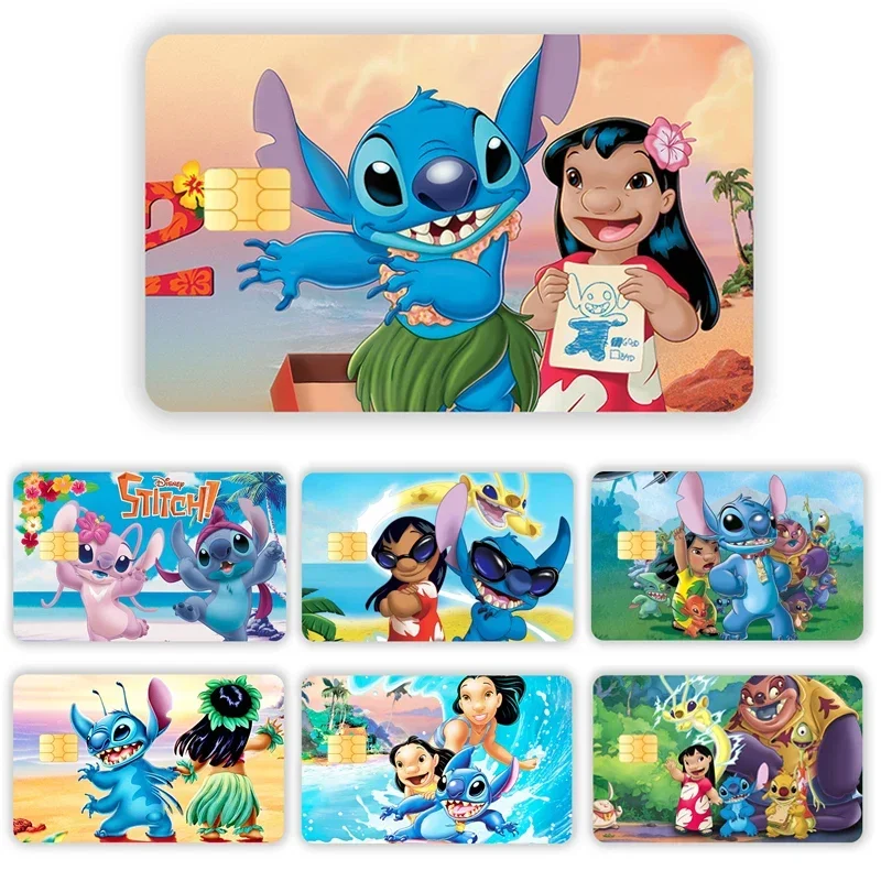 Stitch Miniso Card Sticker Credit Card Chip Creativity Cartoon Waterproof Stickers Kawaii Stickers Big and Small Chip Sticker