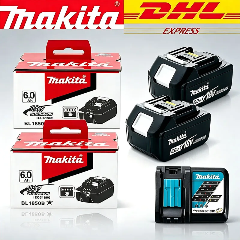 Genuine Makita BL1860 18V 6.0Ah LXT Li‑ion Battery, Replacement for BL1850 BL1840, BMS Protection For 18V Screwdrivers