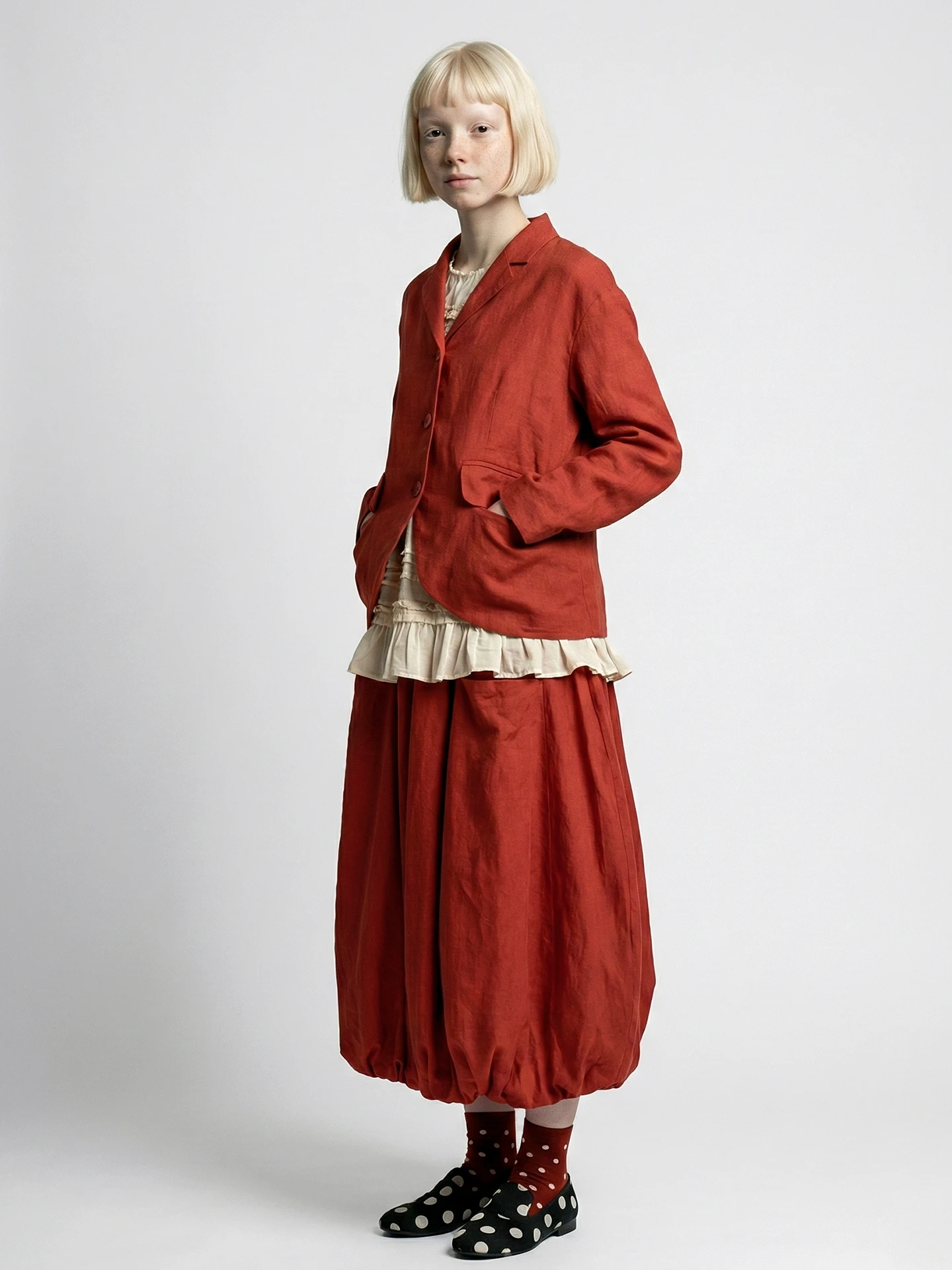 

Матовый красный повседневный хлопковый пиджак свободного кроя с длинными рукавами на одной пуговице, в художественном стиле, весенняя модная верхняя одежда для женщин