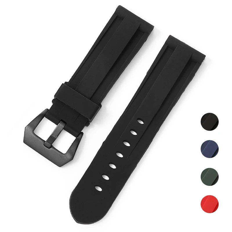 7 Colors Silicone Rubber Watchband 22mm 24mm 26mm Women Men Watch Band Strap Waterproof Sports Watch Belt Polished Buckle