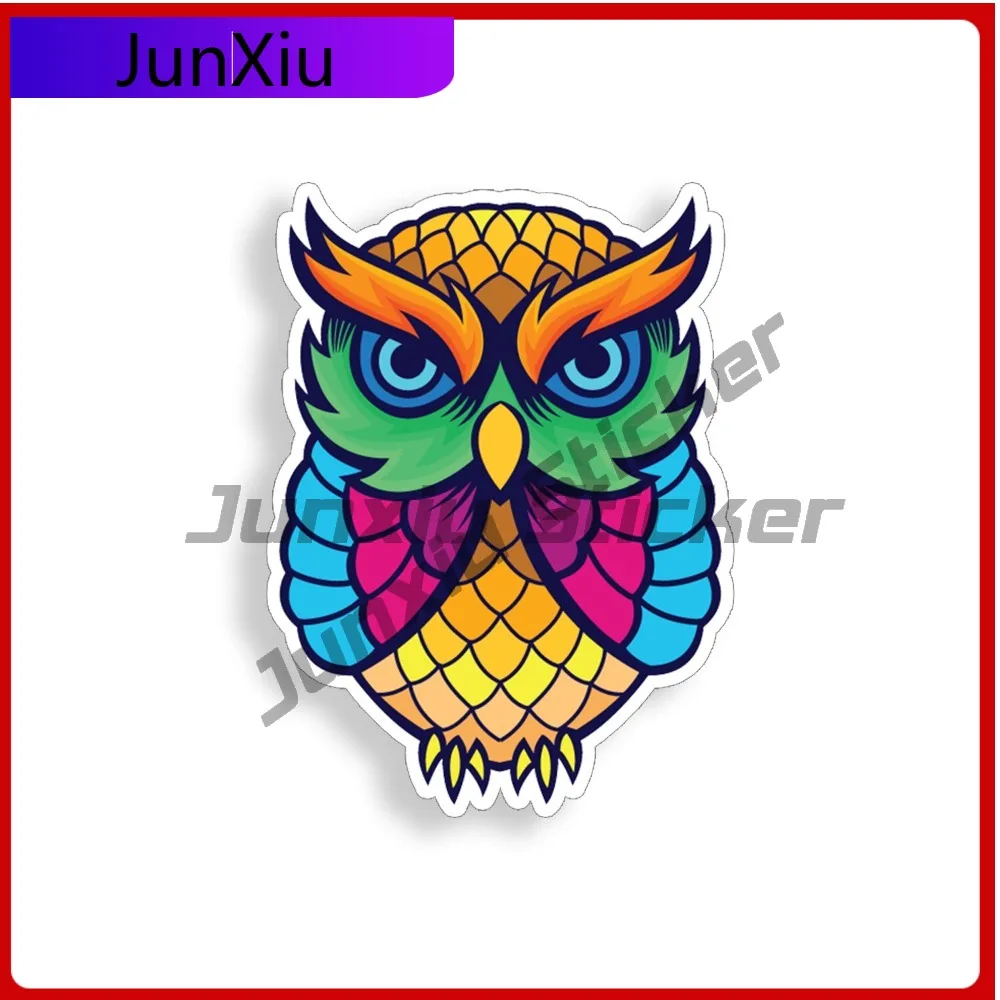 

Colorful Owl Sticker Fancy Bird Cup Vehicle Vinyl Decal Anime Waterproof Accessor Car Laptop Window Bumper