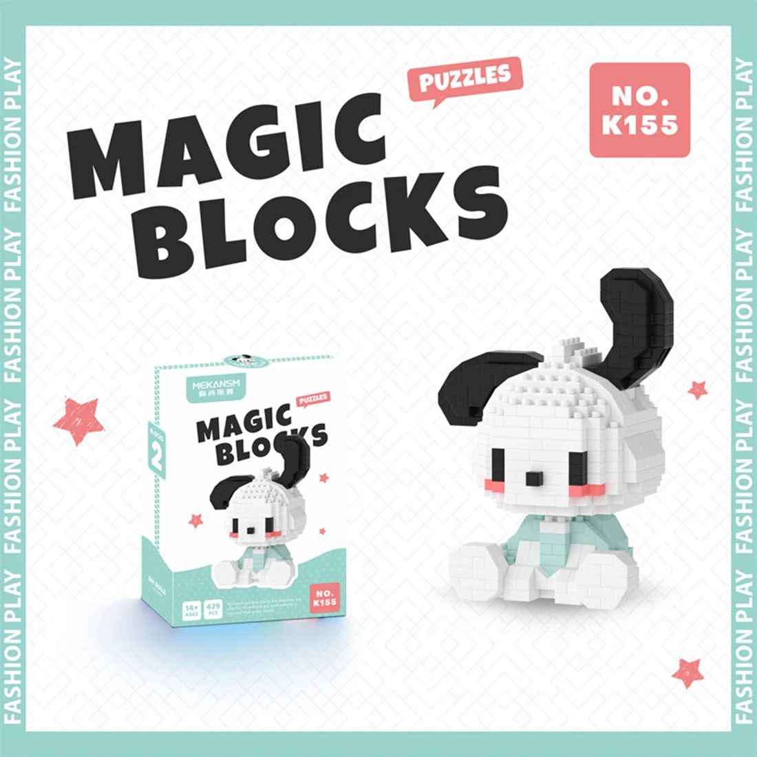 Cute Hello Kitty Micro Building Blocks Kawaii Kuromi Melody Cinnamoroll Pochacco Model Mini Bricks Figure Toys For Children Gift