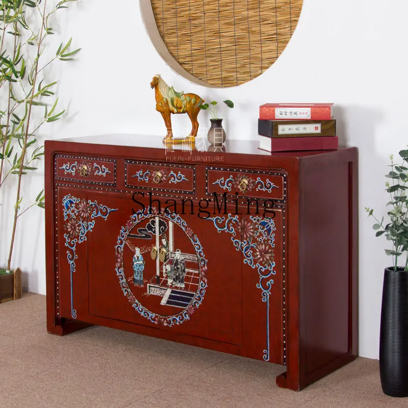 

CL Chinese furniture painted dining edge elm porch old shoe cabinet storage retro antique furniture