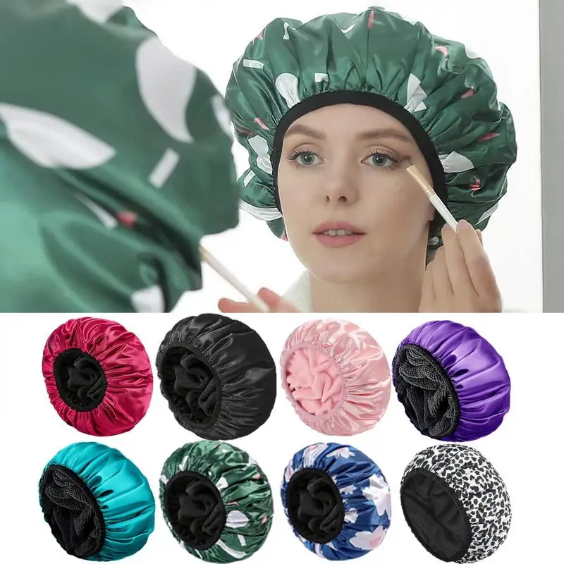 13-inch Ladies Hair Cap reusable shower caps 3-Layer Adjustable Bath Caps Bath Hair Hat Waterproof Hair Cap Bathing Shower Hat