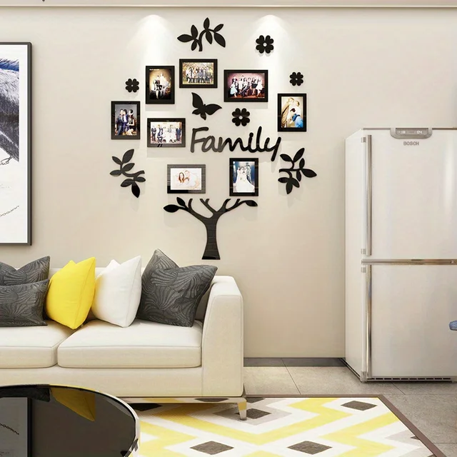 1 Set 3D Creative Home Decoration Photo Frame Tree Wall Sticker Living Room Bedroom Acrylic Stickers Home Decoration Supplies 2