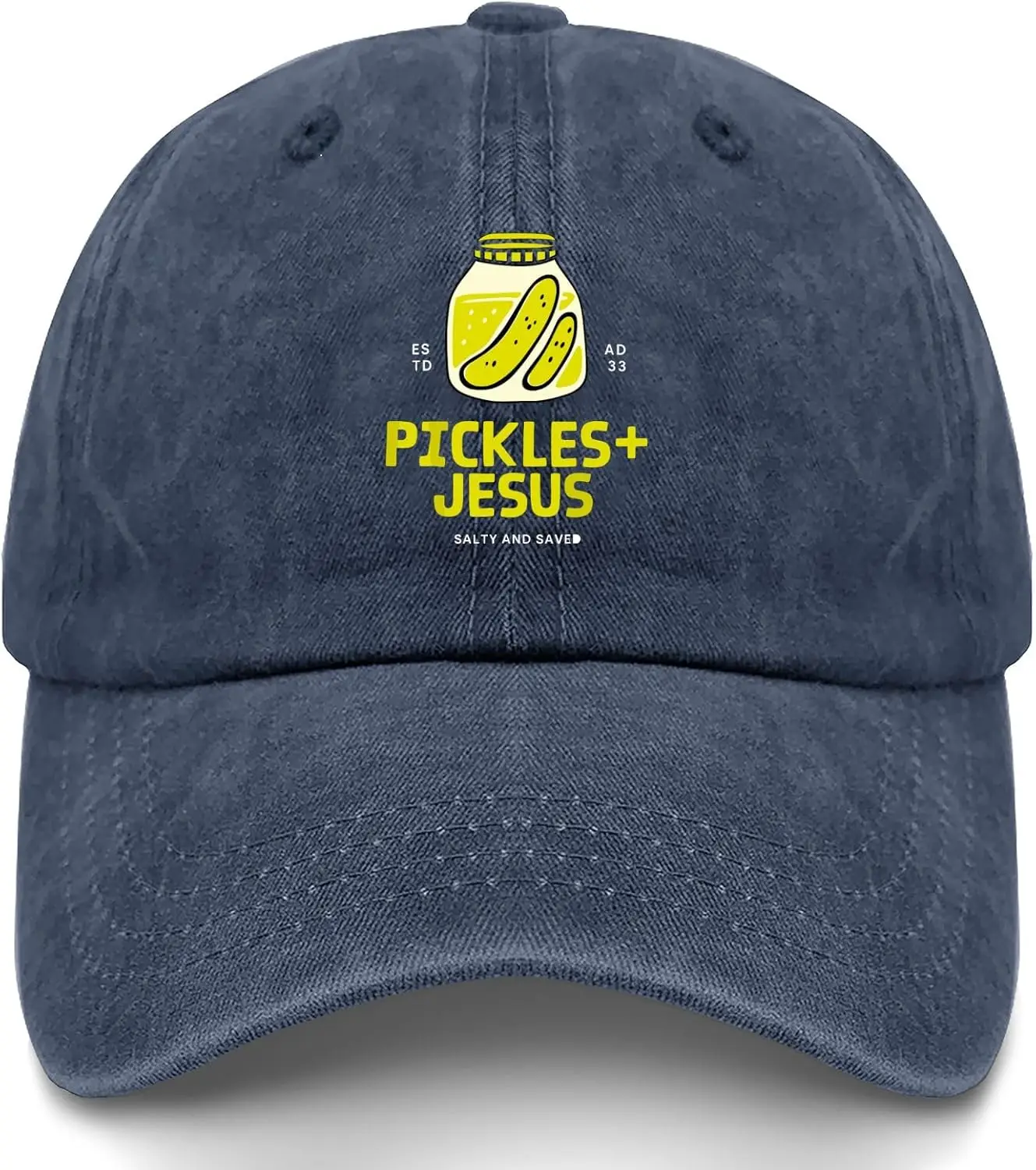 تم إنتاجه في المخللات الأمريكية يسوع قبعات مملحة ومحفوظة من القطن المغسول 3 قبعات بيسبول قبعة قابلة للتعديل